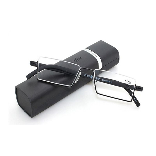 TR90 reading glasses HD Resin Lenses go with case for women portable mini presbyopia glasses black