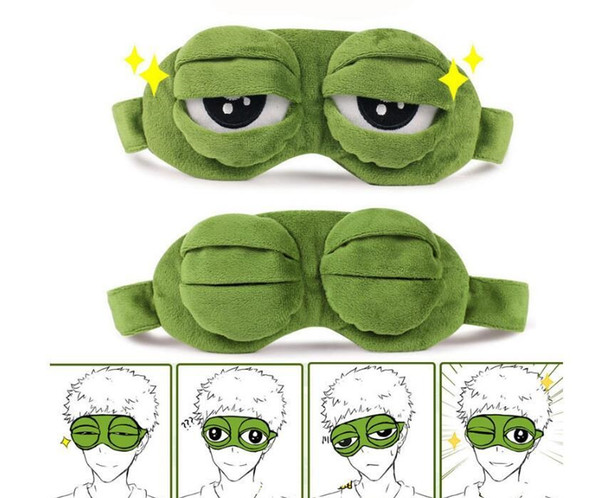 Fashion Kawaii Travel Sleep Eye Mask 3D Sad Frog Padded Shade Cover Sleeping Closed/Open Eye Funny Mask