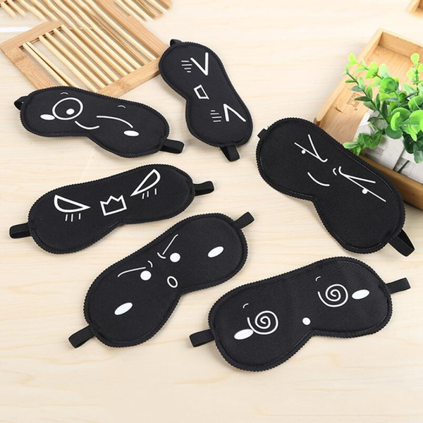 Black Sleeping Eye Shade Mask Black Cartoon Expression Sleep Masks Bandage on Eyes Free Shipping LX3069