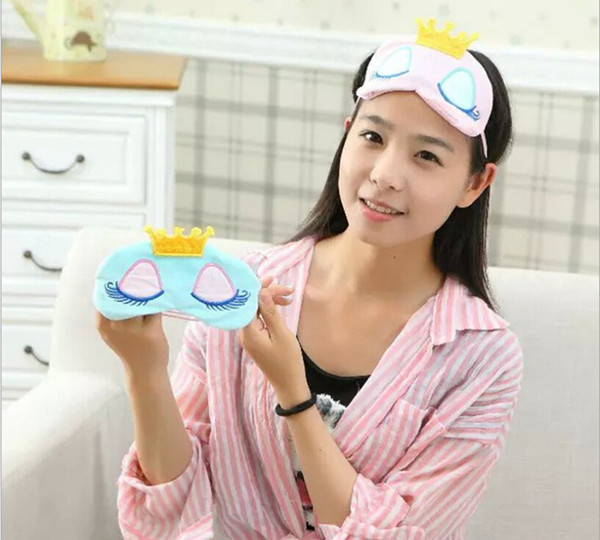 New Portable Lovely Cute Cotton Long Eyelashes Crown Style Eye Shade Sleeping Eye Mask 2 ccolor optional