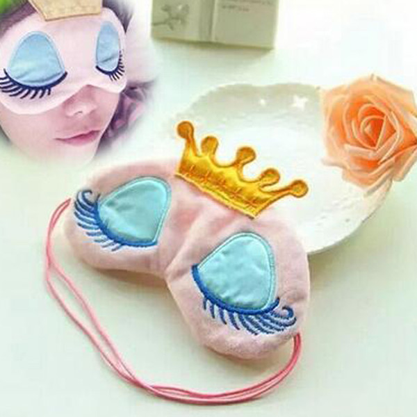 2016 New Portable Lovely Cute Cotton Long Eyelashes Crown Style Eye Shade Sleeping Eye Mask 2 ccolor optional