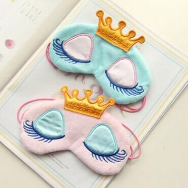 Lovely Crown Eyeshade Eye Cover Sleeping Mask Travel Cartoon Long Eyelashes Blindfold Gift Women Girls Cotton Blends