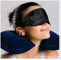 H066 3 in 1 Outdoor Camping Car Airplane Travel Kit Inflatable Neck Pillow Cushion Support+Eye Shade Mask Blinder+Ear Plugs