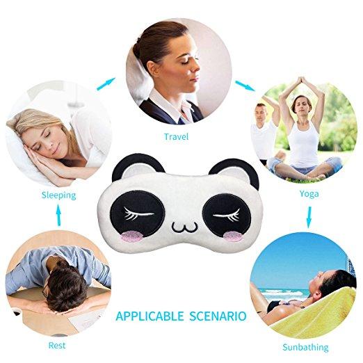 The lovely, comfortable panda eye mask is equipped with a reusable gel pad that treats dry eyes and edema and relaxes the eyes.