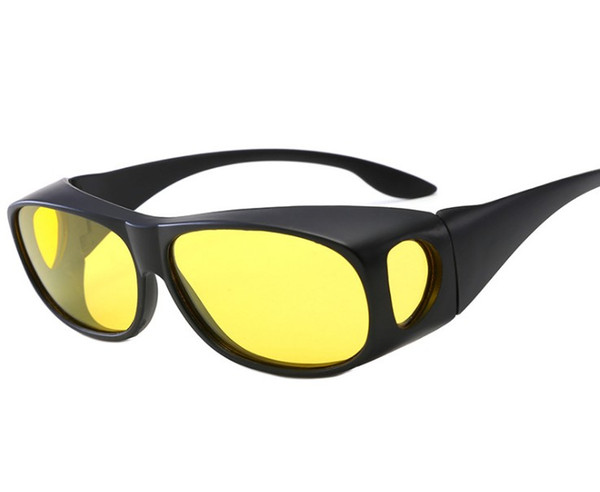 HD Night Vision Driving Sunglasses Men Yellow Lens Over Wrap Around Glasses Dark Driving Protective Goggles Anti Glare 1set=1pcs box + 1pair