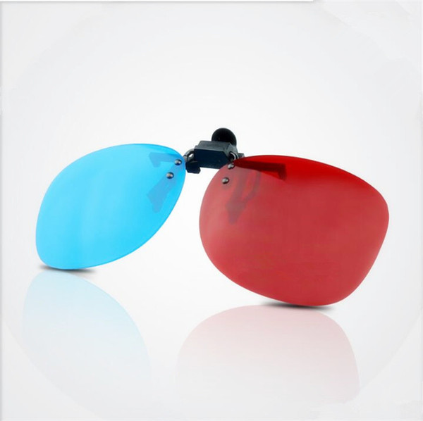 Hot Sale 3D Clip-on Glasses 3D Glasses Anaglyph Lens for Watching 3D Movies and Games Blue Red Free Shipping