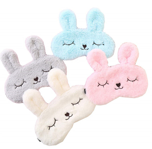 Cute Animal Rabbit Sleeping Eye Mask Soft Plush Blindfold Sleep Masks Eye Cover for Kids Girls Women Home Sleeping Traveling