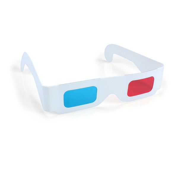 Hot Sale 3D Paper Glasses Red and Cyan White Frame Anaglyph Cardboard Cheapest Price For Free Shipping