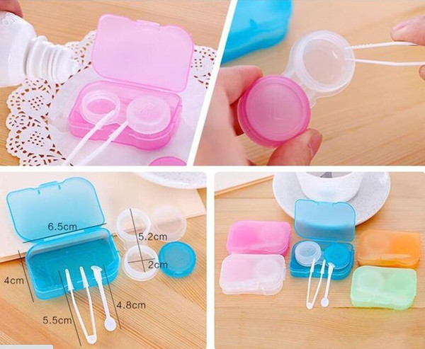 Contact Lens Case Cooleye Transparent with Colors Mate Cases Soaking Lovely Candy Dual Box Double Case