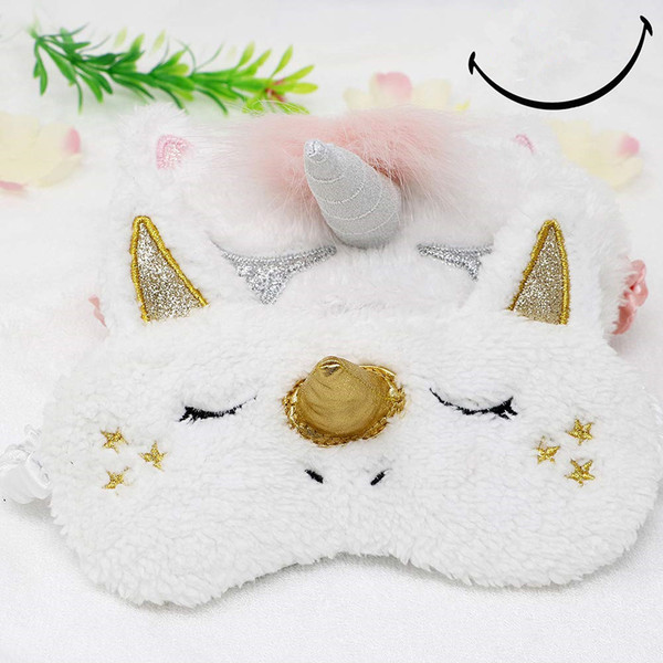 Unicorn Sleeping Mask Unicorn Horn Eye Cover Soft Plush Blindfold for Bed Flight Car Camping Use