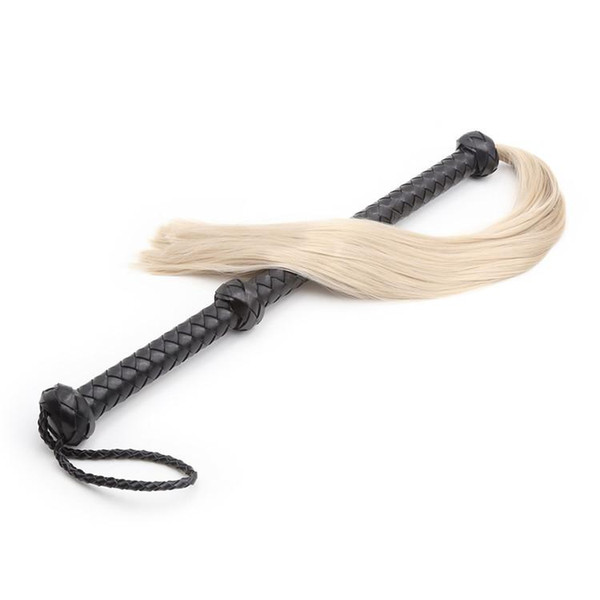 Horse Hair Tail Flogger Spanking Whip Black PU Leather Whip Handle Adult Games Sexy Whips Products Erotic Toys Fetish