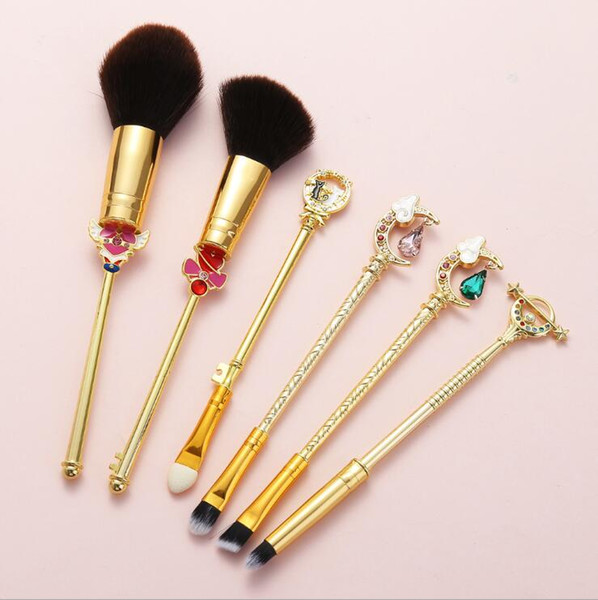 6Pieces/Set Anime Sailor Moon Makeup Cosmetic Brush Make up Brush Set Pro With Crystal Face Brush Pincel