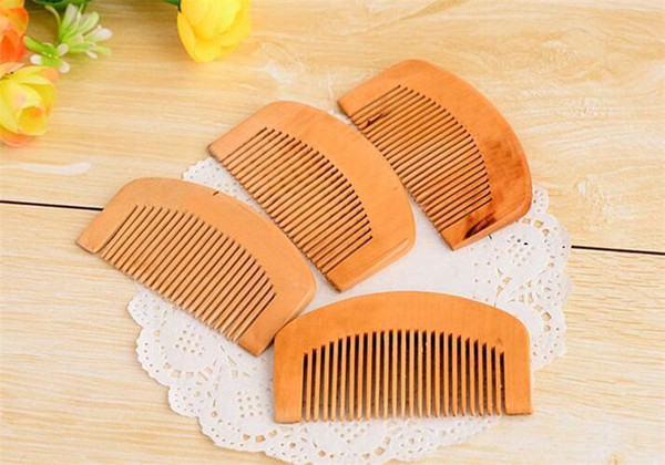 20pcs Pocket Wooden Comb Natural Super Anti-static Beard Comb Hair Styling Tool Health Care Peach Massage Combs X090