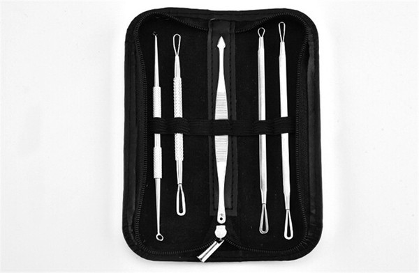 2018 Hot Blackhead Whitehead Pimple Acne Blemish Comedones Remover Extractor Skin Care Cleanser Tools 7Pcs Kit Free Shipping