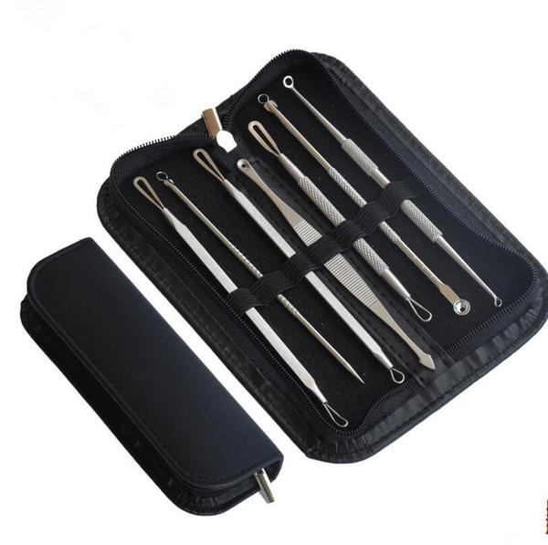 New 7Pcs Women Stainless Steel Silver Blackhead Whitehead Facial Acne Spot Pimple Remover Extractor Tool Kit se12