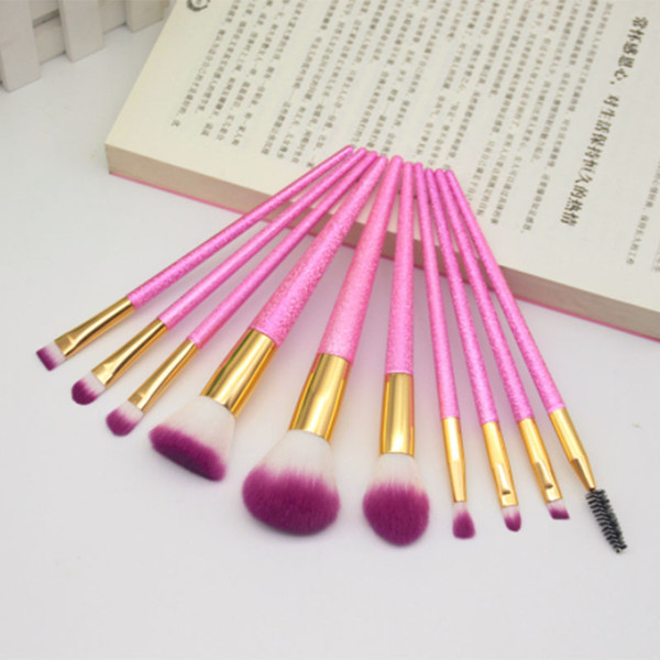 10pcs pink color makeup brushes sets cute handle 10pcs brush set with opp bag ready stock now in competitive wholesale prices