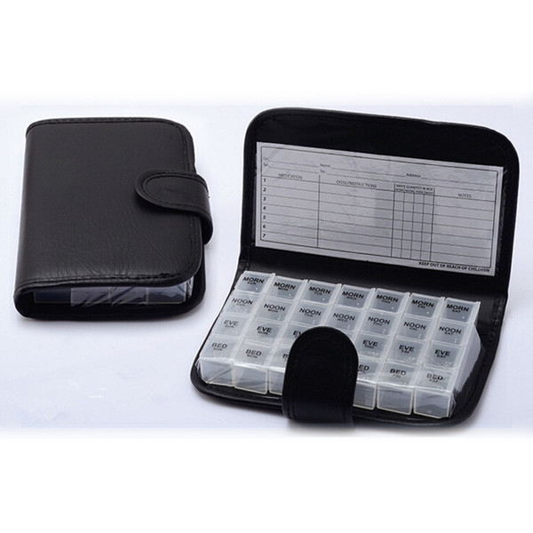 Diary Pill Box Portable 28 Squares Weekly 7 Days Tablet Holder Medicine Storage Organizer Container Case