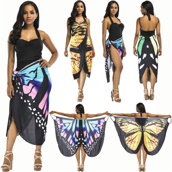 2019 New Style Summer Beach Sexy Shawl Beach Skirt Holiday Skirt Strap Print Dress Three Styles