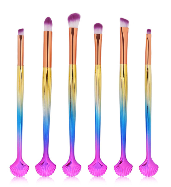 2019 New Arrivals Fashion Shell Shaped Brush Sets For Eyes Makeup Plastic Handle Makeup Brush Tools Wholesale