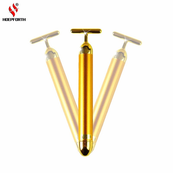 24k Gold Vibration Facial Slimming Face Beauty Bar Pulse Firming Facial Roller Massager Lift Skin Tightening Wrinkle Stick