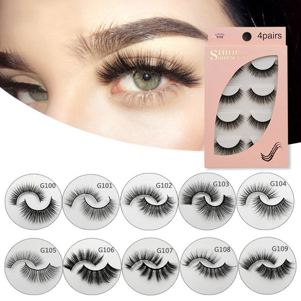 4Pairs/Box 3D Mink Hair False Eyelashes Criss-cross Wispy Cross Fluffy G800 Lashes Extension Handmade Eye Makeup Tools