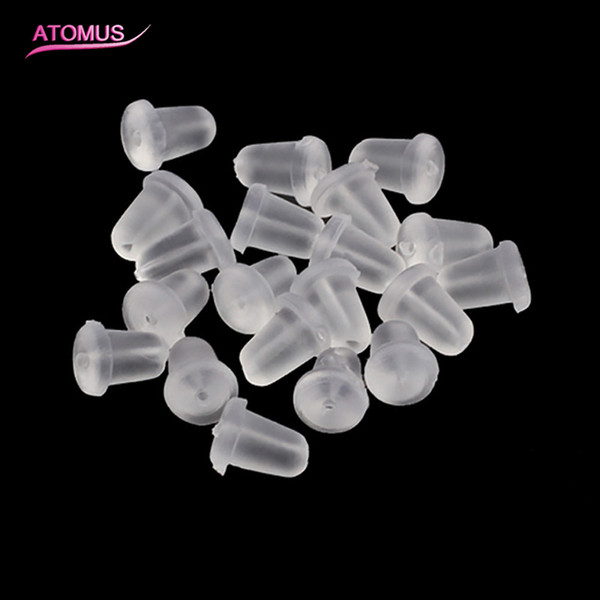 100 pcs/lot Earrings Jewelry Accessories Silicone Barrel Bullet Plastic Ear Plugging Earring back Blocked Stoppers Ear