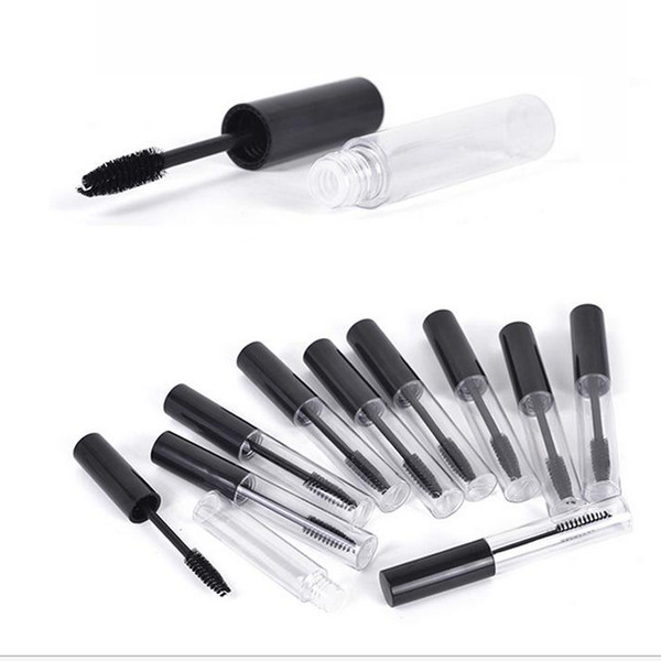 Portable 10ml Empty Eyelashes Mascara Tube Vial Liquid Plastic Bottle Cosmetic Container With Black Cap