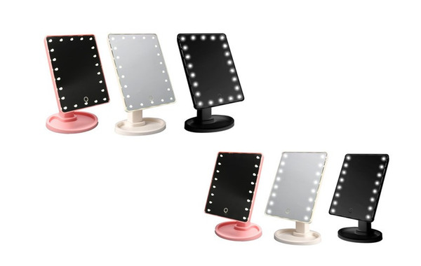 Hot Sale 22 LED USB Lights Table Vanity Makeup Mirror Touch Screen Tabletop Beauty Mirror with Touch Control Switch for home use