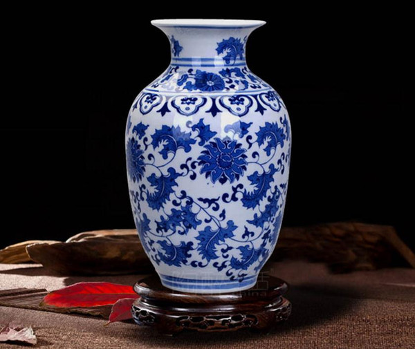 Jingdezhen ceramic vases crafts decoration living room home new house decorations display antique blue and white porcelain