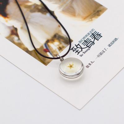 New Glass Ball Delicate Pendant Necklace Jewelry Women Romantic Beauty Dry Flowers For Pretty Girls Gift