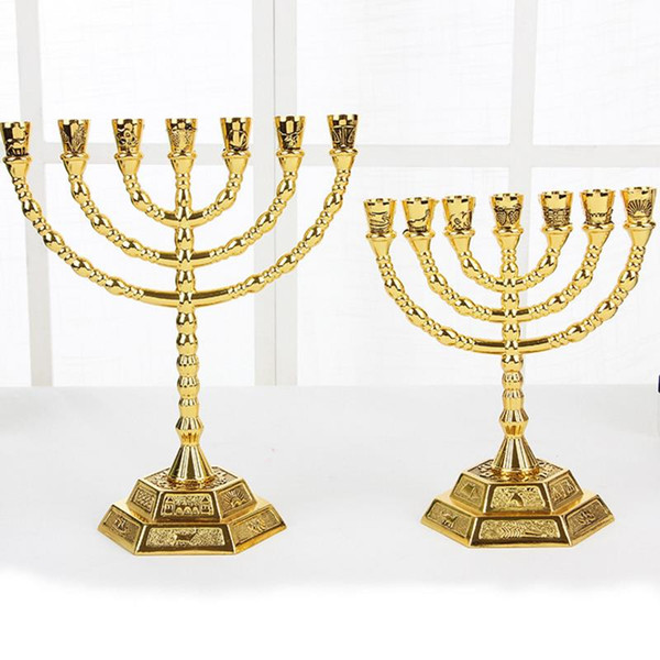 Good Quality New Christians Decorative Item Israel Style Menorah Golden Lampstands