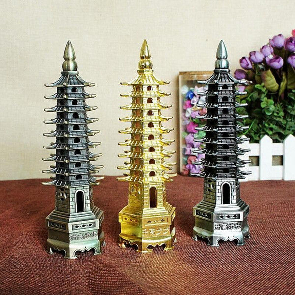 18cm Height Metal Craft China Famous Landmark Wenchang Pagoda Model