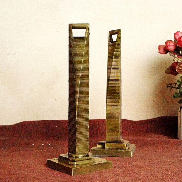 21cm Height Metal Craft Famous Landmark Shanghai World Financial Center Model