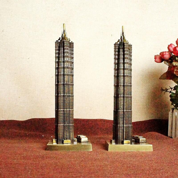 21cm Height Metal Craft Famous Landmark Shanghai Jinmao Tower Model