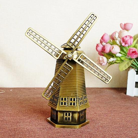 18cm Metal Craft Netheland Famous Landmark Holland Windmill Model