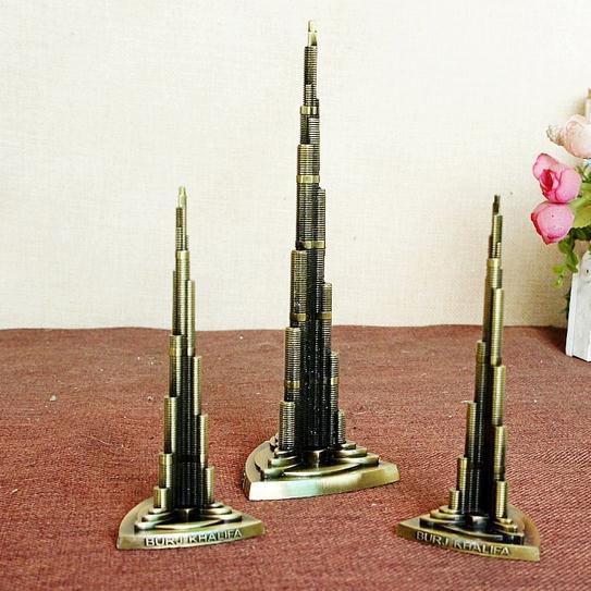 18cm Height Metal Craft UAE Dubai Famous Landmark Burj Khalifa Tower Model