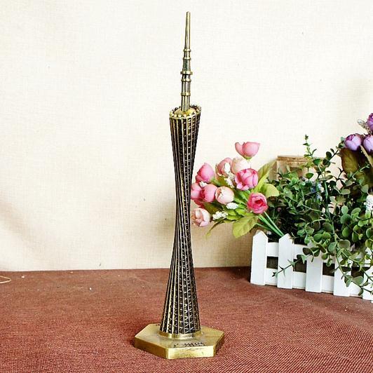 20cm Height Metal Craft China Guangzhou Famous Landmark Canton Tower Model