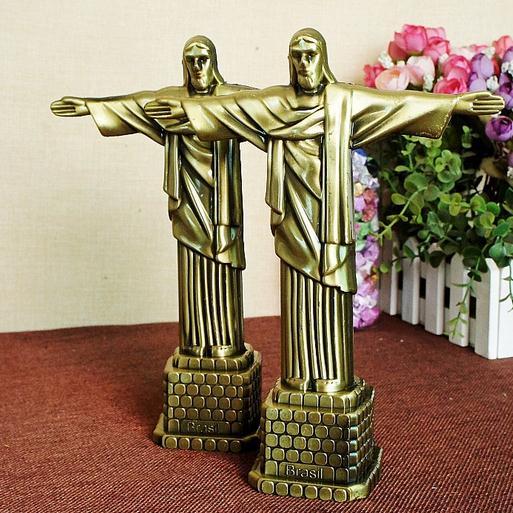 21cm Height Metal Craft Brazil Rio Famous Landmark Christ the Redeemer Model