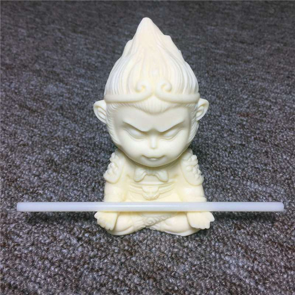 Ivory wood carving sitting Zen Wukong stay cute monkey creative home desktop small ornaments