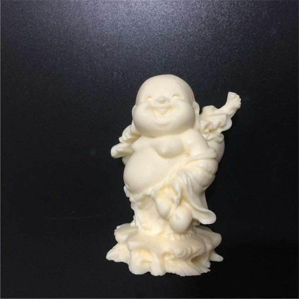 Ivory cloth bag monk Seiko carving car crafts Home decoration Gift box