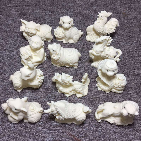 Ivory Seiko Engraving Cartoon Zodiac Desktop Car Crafts Decoration Gift Box