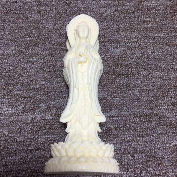 Ivory carving three sides Guanyin 14.5*6*5.5cm Lucky hand to send Nafu crafts ornaments