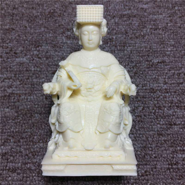 Ivory powder pressed sculpture Sea god Mazu goddess Tianhou Madonna god belief statue decoration