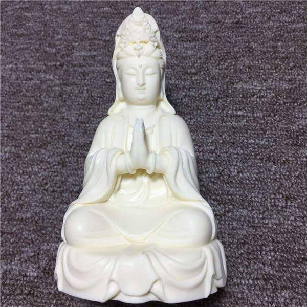 Ivory fruit carving sitting zen Guanyin 13*3*7cm Lucky Nafu Car desktop crafts fashion ornaments