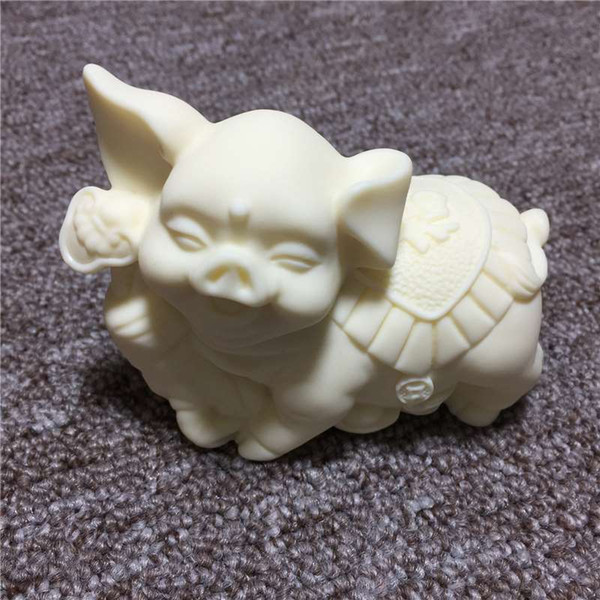 Ivory carving cartoon 12 Zodiac ornaments Pig 6*9*4cm Car desktop crafts gift box