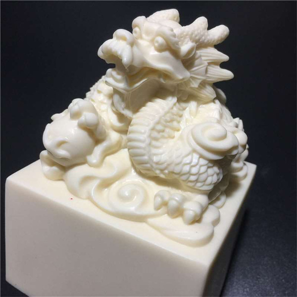 Ivory Seiko carving Xianglong Yuxi big print Desktop office crafts ornaments can be lettering