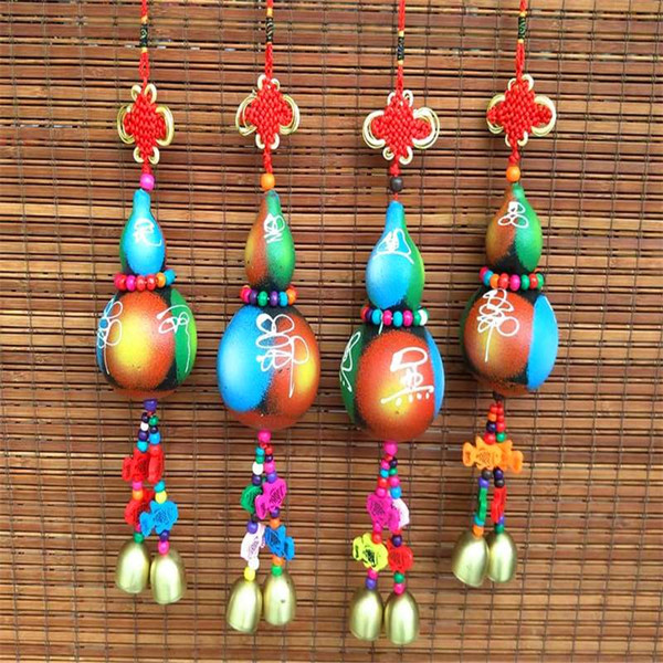 Chinese Rachel colorful gourd two bell chimes ornaments national crafts creative gift Home Furnishing bar decoration
