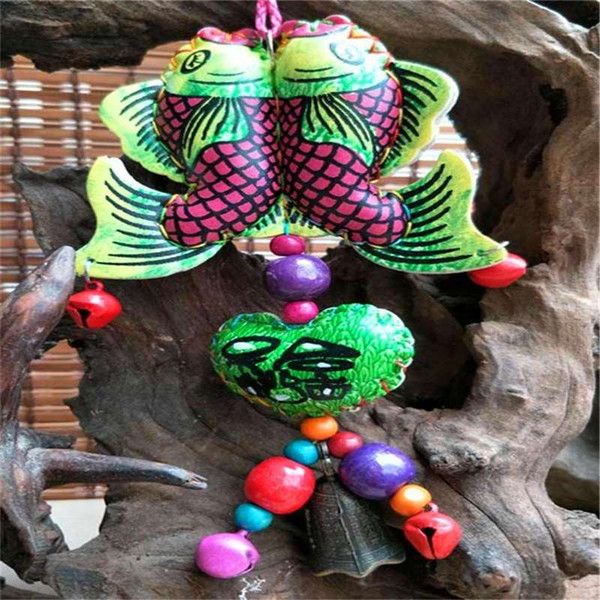 Fish skin color twin Buddhist bells national crafts creative gift Home Furnishing decorative pendant toy bar bells