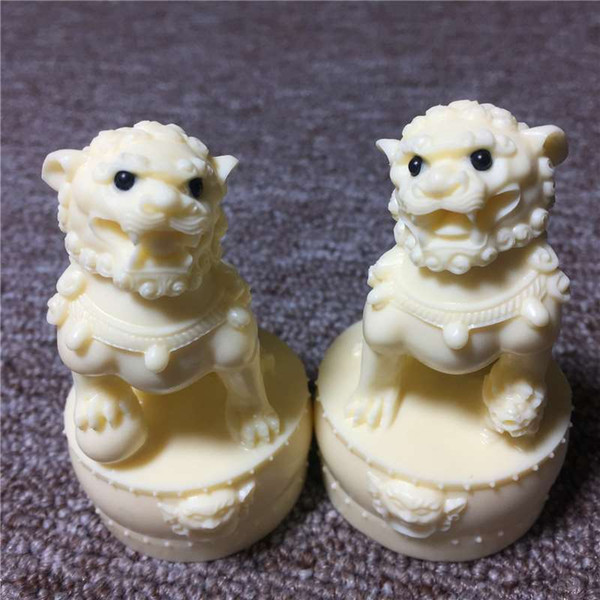 Ivory powder pressed engraved auspicious lion house Nafu lucky decoration Customized private seal Can be engraved