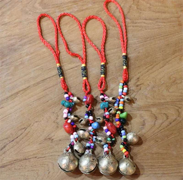 Yunnan ethnic handicrafts hang decoration mobile phone bag personality hang piece of Chinese knot of bronze bell hanging piece ZF26